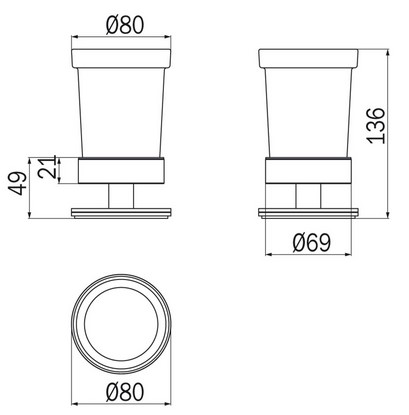 Dimensions du porte-verre Touch Inda A4610Z