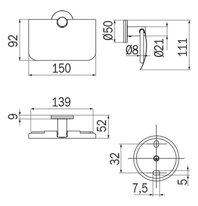 Dimensions du porte-rouleau Touch Inda A4626B