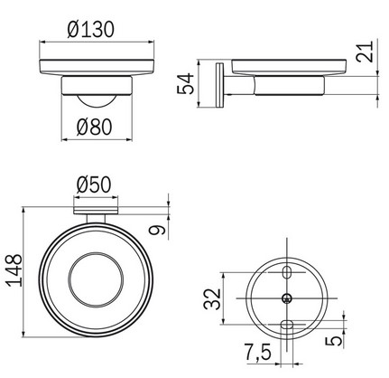 Dimensions du porte-savon Touch Inda A46110
