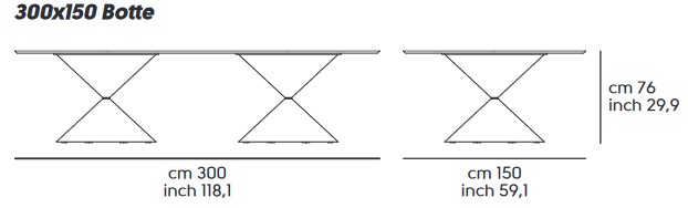 Clessidra Double Midj table sizes