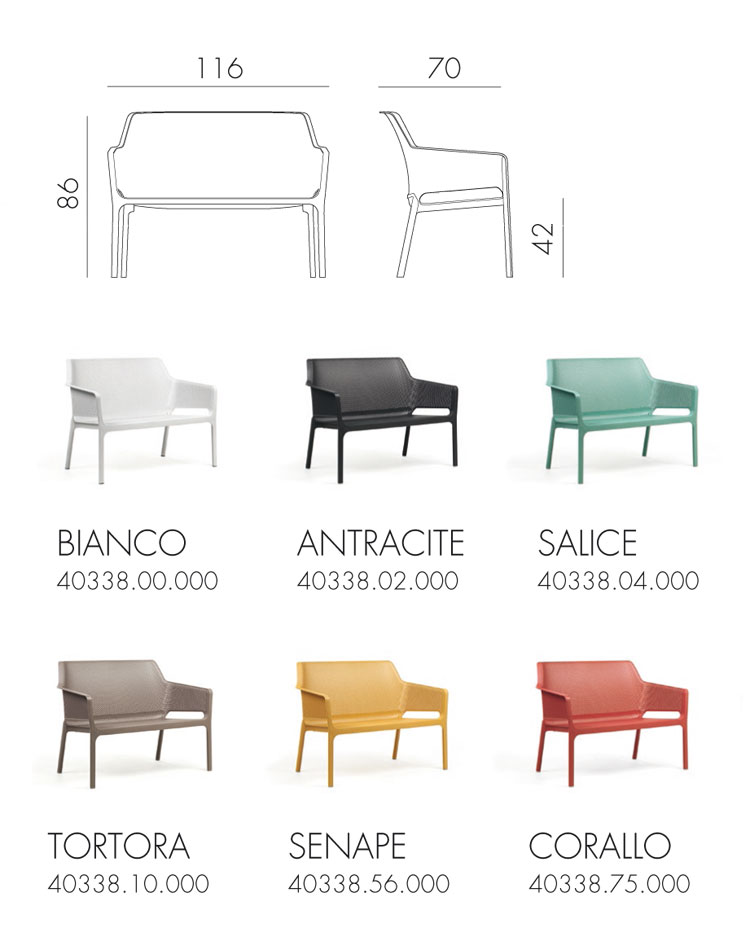 Net Bench Nardi colours and dimensions