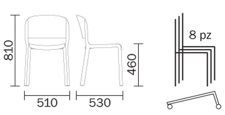 Dome Chair Pedrali dimensions