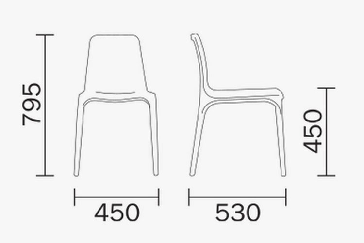 Frida Chair Pedrali dimensions
