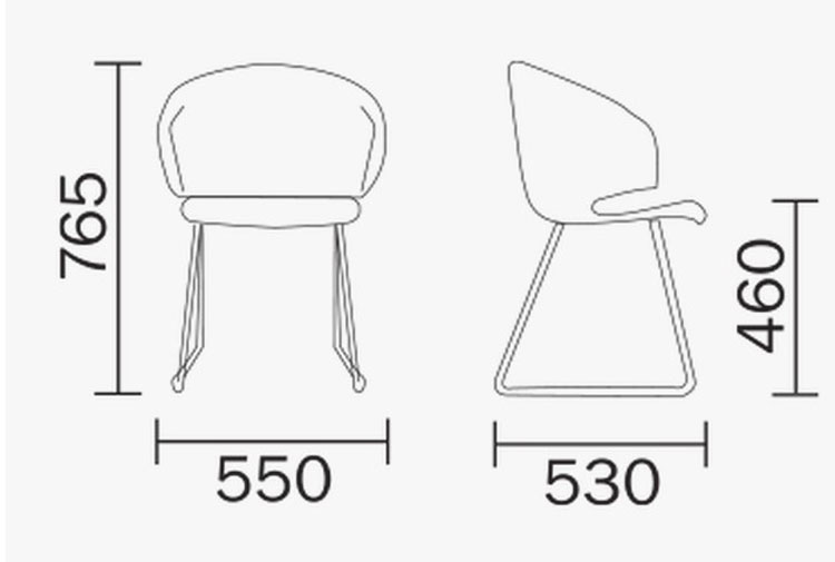 Grace Sledge Chair Pedrali dimensions