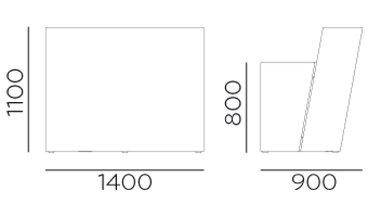 Bar Comptoir Oblique Illuminable Pedrali mesures et dimensions