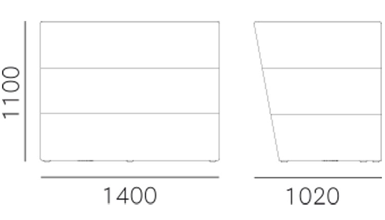 Oblique Soft Bar Counter Pedrali dimensions