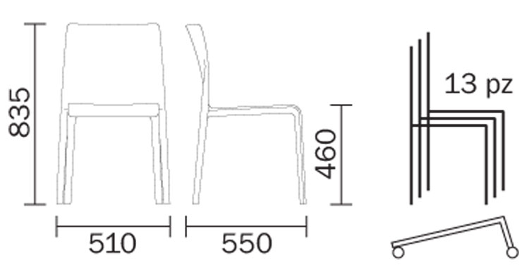 Volt Hb Chair Pedrali dimensions