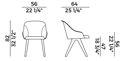 chaise Lyz 918/I Potocco dimensions