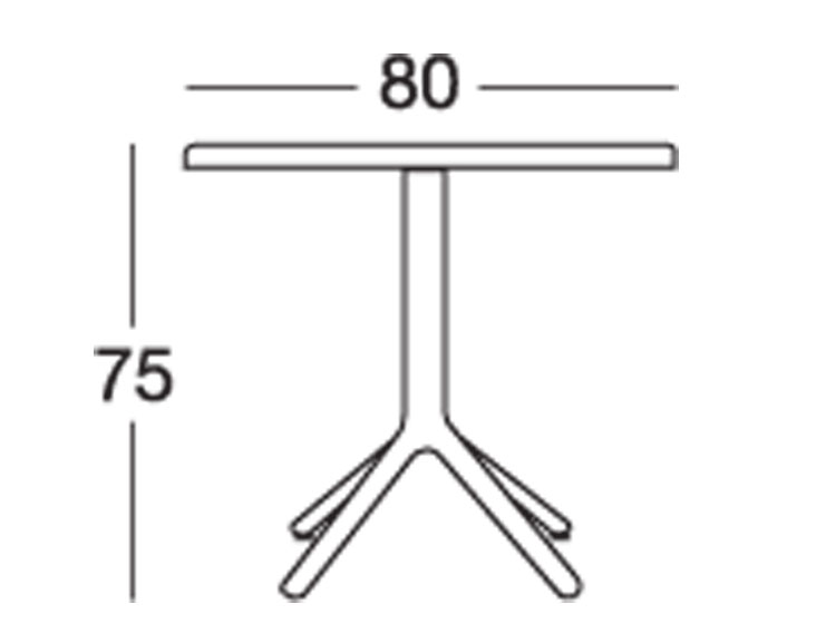 Dimensions of the Scab Eco Fixed Table 80x80