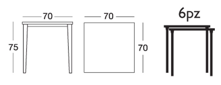 Dimensions de la Table Timo Scab 70x70