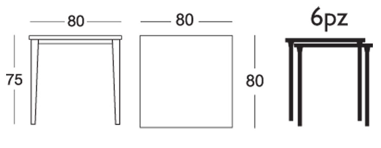 Dimensions de la Table Timo Scab 80x80