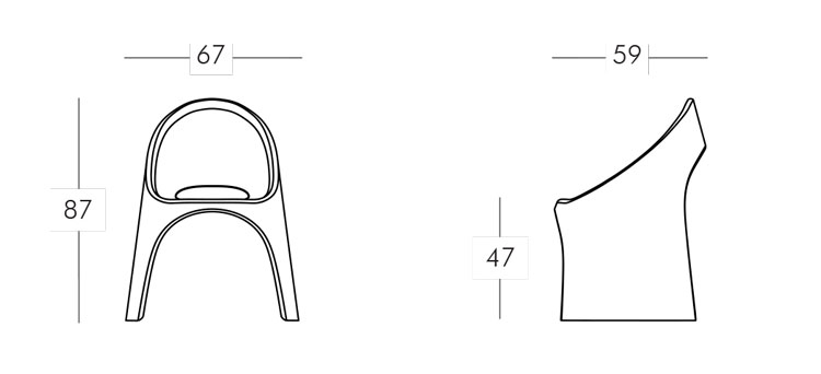 Amélie chair Tomasucci frame and dimensions