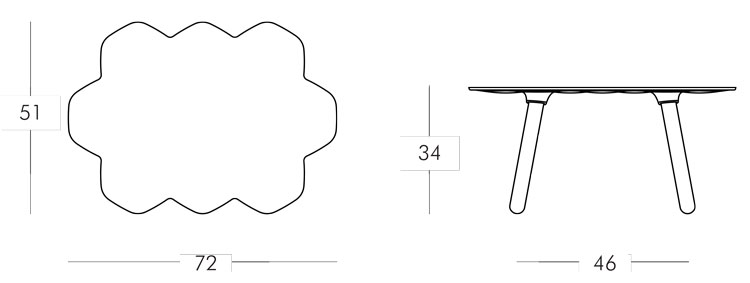 Petit table Tarta Low Slide dimensions