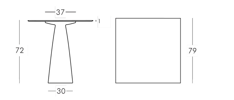 Tavolo Hoplà quadrato Slide 72x79 misure e dimensioni