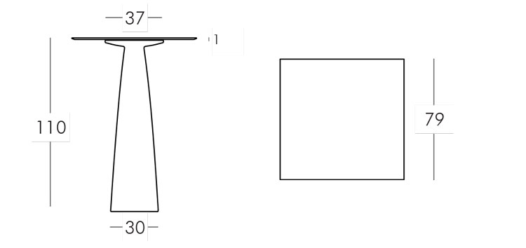 Tavolo quadrato Hoplà Slide 110x79 misure e dimensioni