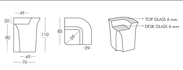 Jumbo Corner Counter Slide frame and dimensions