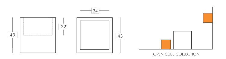 Mensola Open Cube Slide 43x43 misure e dimensioni