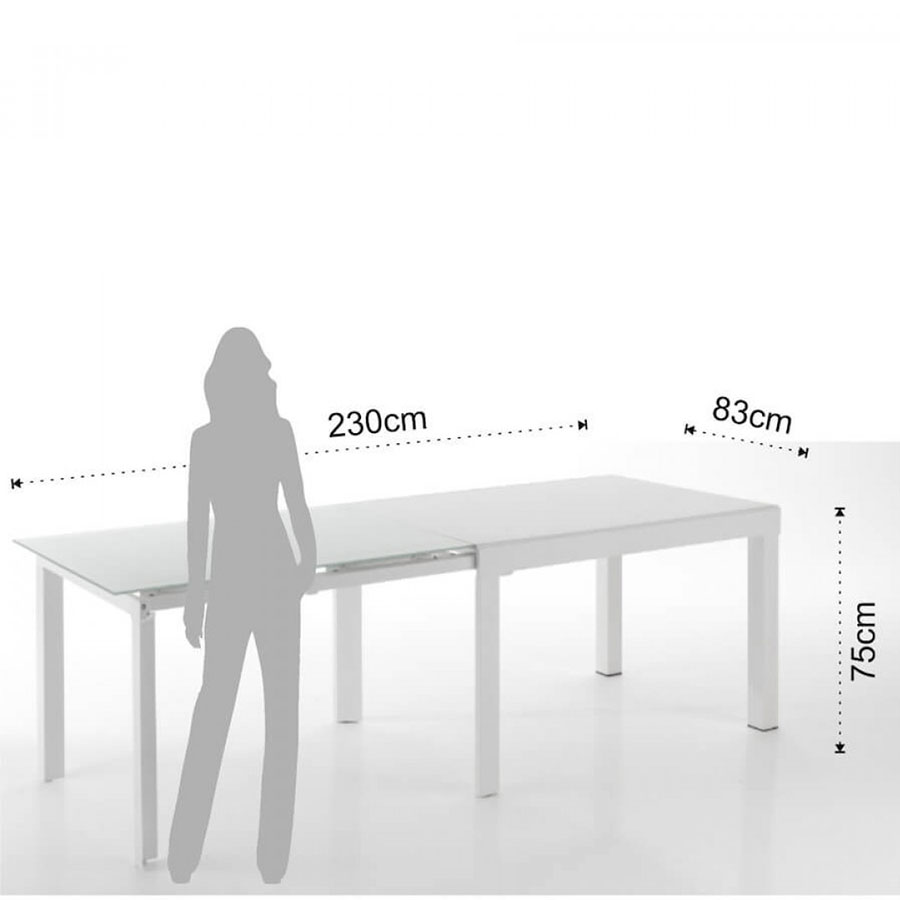 Long White Extendable Table Tomasucci frame and dimensions