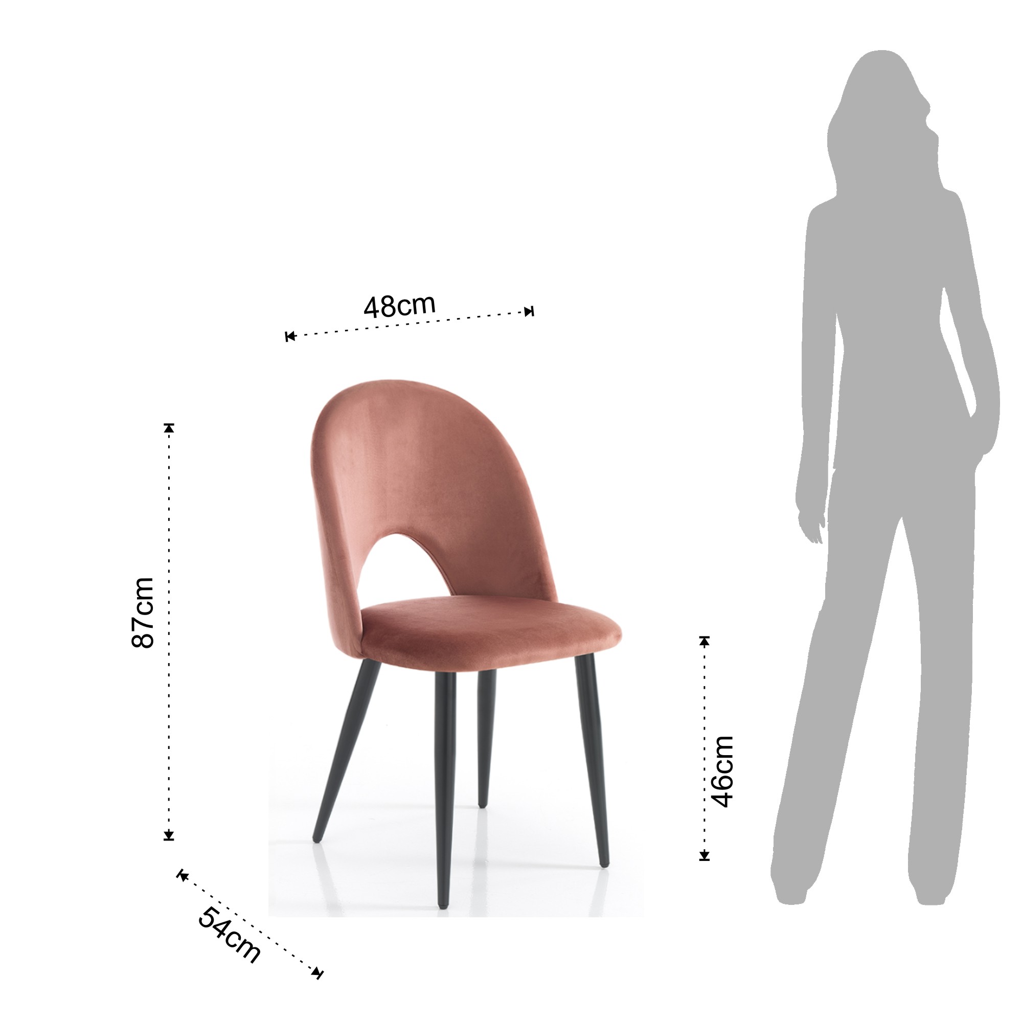 Maße des Nail-Stuhls von Tomasucci