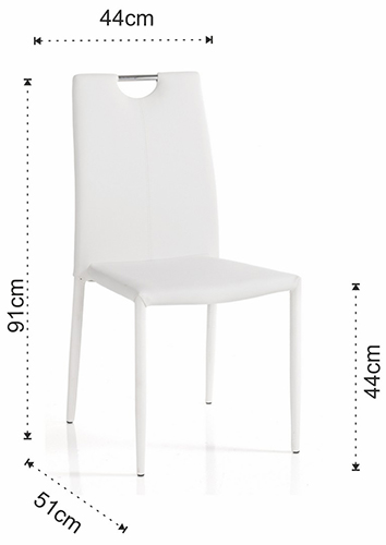 Dimensions of the Sara chair by Tomasucci