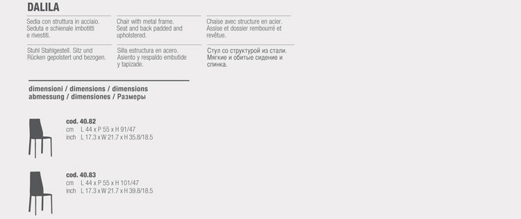 Sedia Dalila Bontempi Casa misure