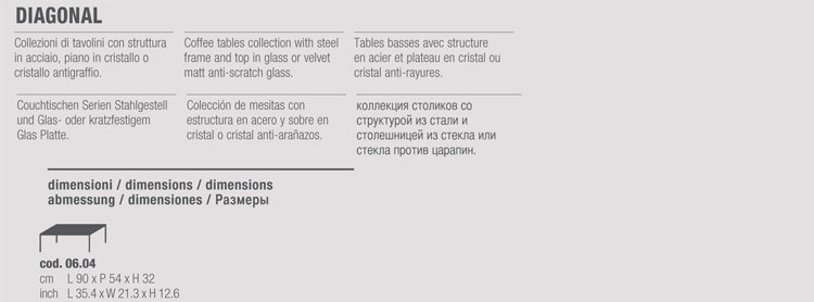 Tavolino Diagonal Bontempi Casa 06.04 misure