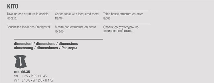 Tavolino Kito Bontempi Casa 06.35 misure