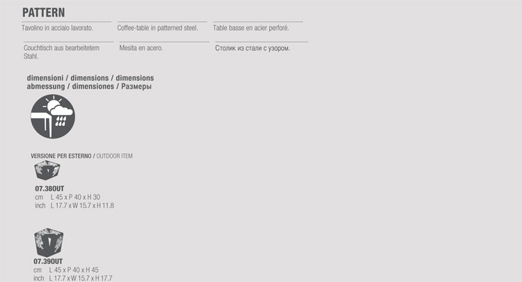 Tavolino Pattern Bontempi Casa da esterno misure