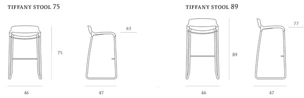 Sgabello Tiffany Stool Casprini misure e dimensioni