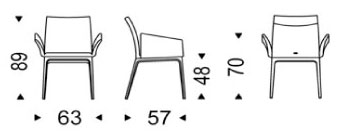 Chaise Arcadia Cattelan Italia avec accoudoirs dimensions