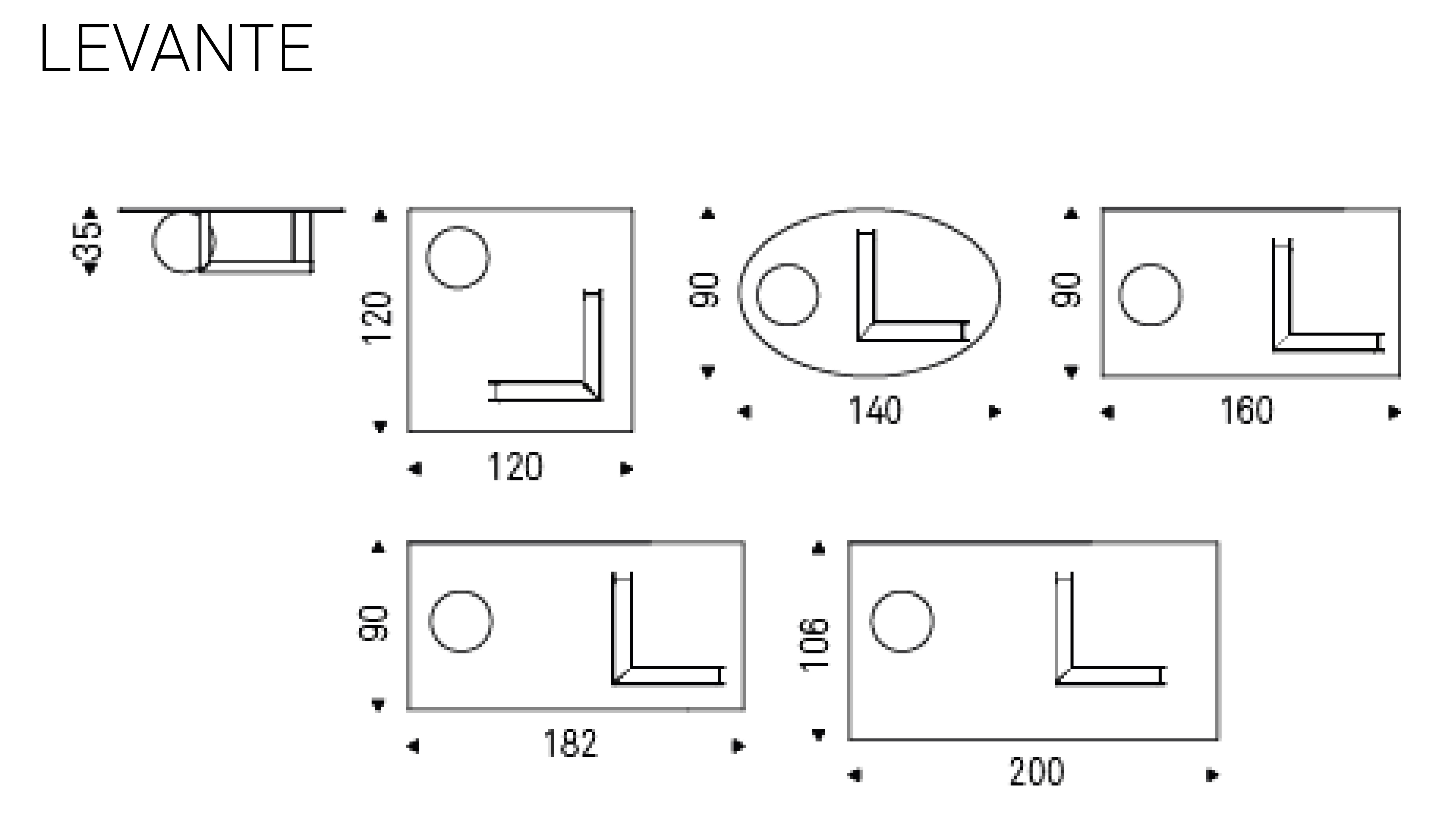 Table basse Levante Cattelan Italia dimensions