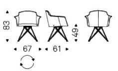 Chaise Flaminia Cattelan Italia avec accoudoirs dimensions