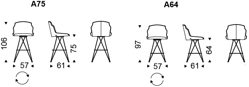 Sgabello Flaminio Cattelan Italia dimensioni e misure
