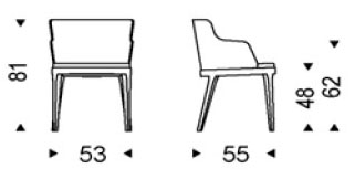 Magda Chair Cattelan Italia with armrests dimensions and sizes