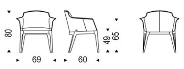Sedia Musa Cattelan Italia con braccioli dimensioni e misure