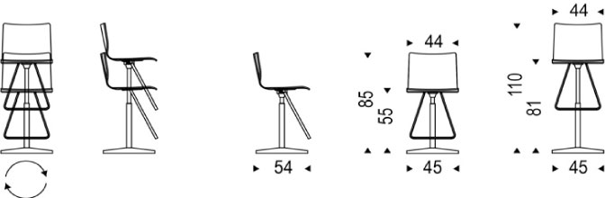 Toto X Stool Cattelan Italia dimensions and sizes