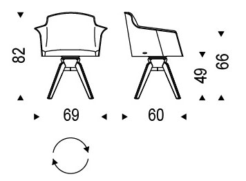 Sedia Tyler Cattelan Italia con braccioli dimensioni e misure