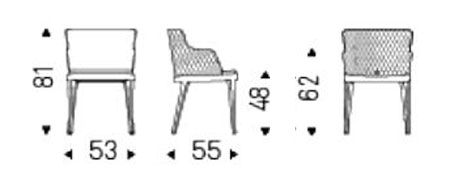 sedia cattelan italia magda couture con braccioli misure