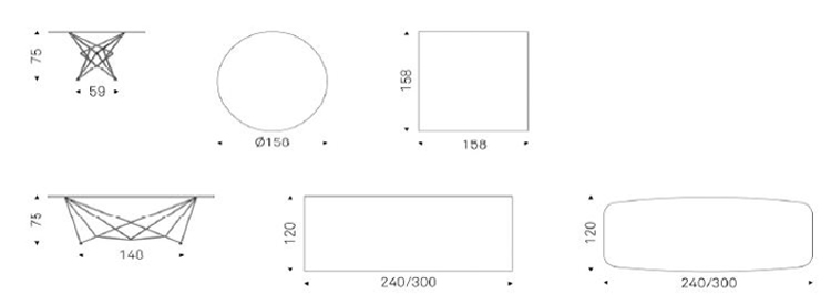 Table Gordon Outdoor Cattelan Italia dimensions