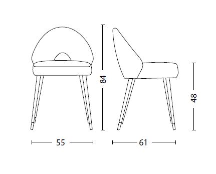 Dimensions de la chaise Diana.f Colico