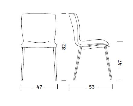 Dimensions of the Rap.tt chair Colico