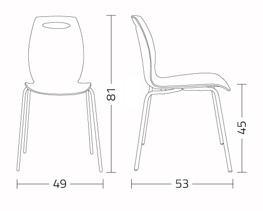 Dimensions de la chaise Bip Colico