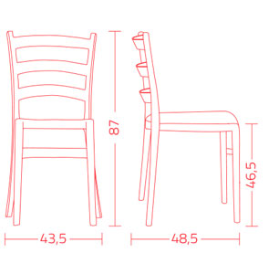 Dimensions de la chaise Italia 150 Colico