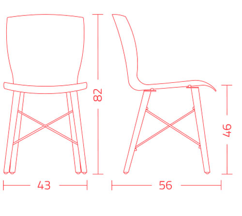 Colico Rap Wood Chair Measurements
