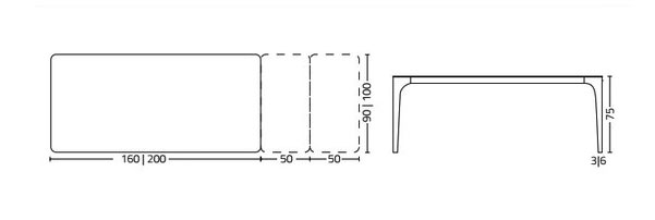 Maße des ausziehbaren Cargo-Tisches Colico