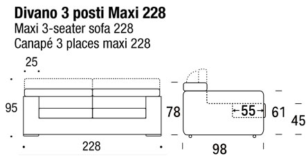 3-seater maxi sofa ginger sizes