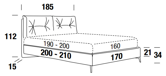Dimensions of the Scotty Compact Felis double bed