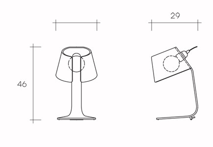 table lamp fiam model l astra sizes