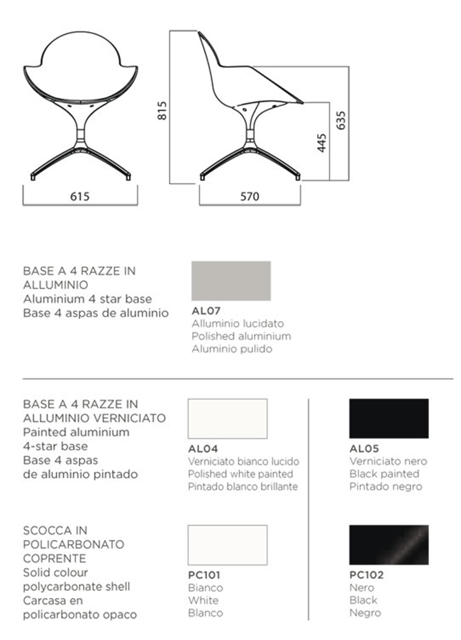 Cookie Swivel Infiniti Design sizes and finishes