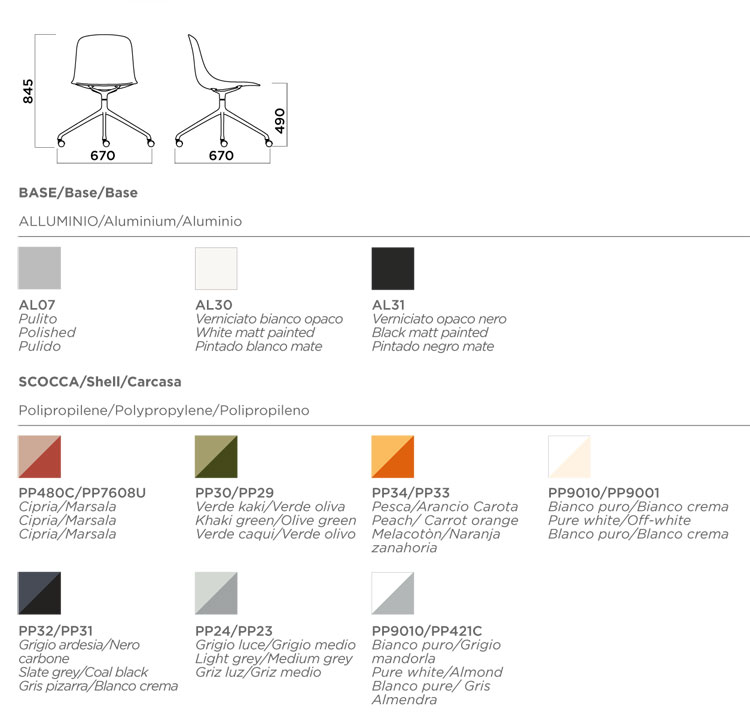 Pure Loop Binuance Swivel with Castors Chair Infiniti Design sizes and finishes